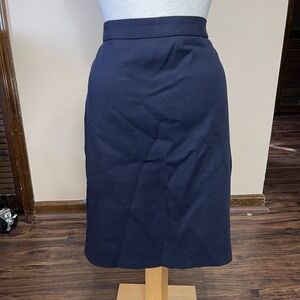 J Crew Navy Skirt Cotton SZ 4 Classic Career Business Basic Modern